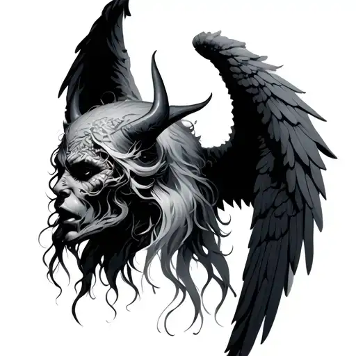 angel half demon tattoo design idea