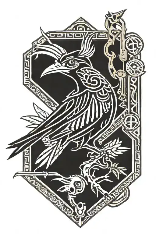 new mexico zia symbol roadrunner with a bull skull tattoo design idea