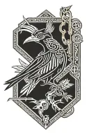 new mexico zia symbol roadrunner with a bull skull tattoo design idea