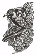 new mexico zia symbol roadrunner with a bull skull tattoo design idea