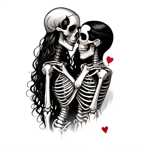 Skeleton Couple With Love tattoo design idea