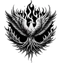 Tree of life on fire inside a phoenix tattoo design idea