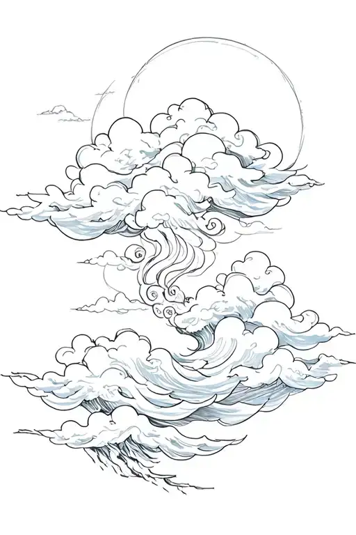 japanese clouds tattoo design idea