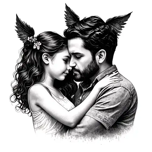 complicity father girl tattoo design idea