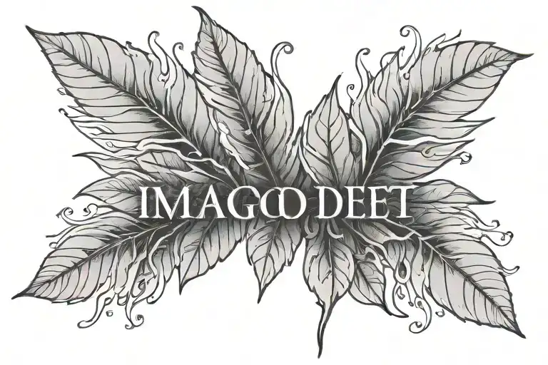 words Imago Dei with minimalist leaves tattoo design idea