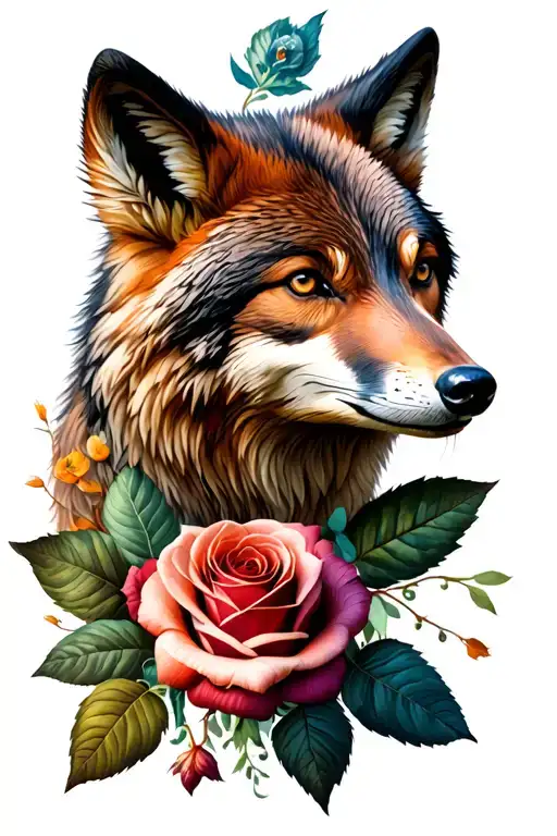 wolf,rose, bear, fox, hawk, badger tattoo design idea
