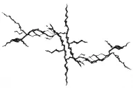 valeo on the top, resurgo on the bottom, split by the abstract kintsugi inspired crack/line tattoo design idea