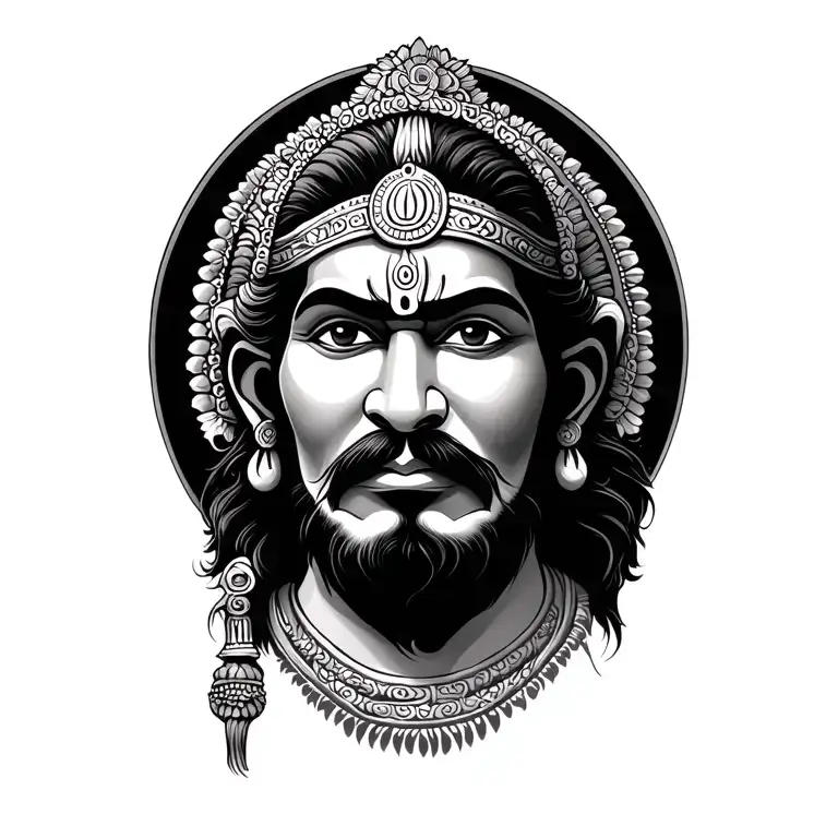 Hanuman Ji Gada with Mantra Written tattoo design idea