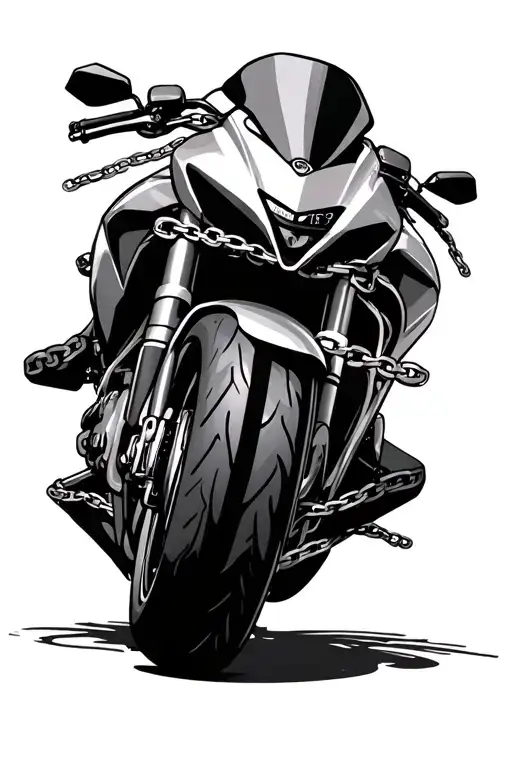 sportbike with chain wrapped tattoo design idea