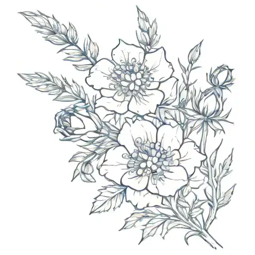 bluebonnet, rose, thistle, shamrock intertwined tattoo design idea