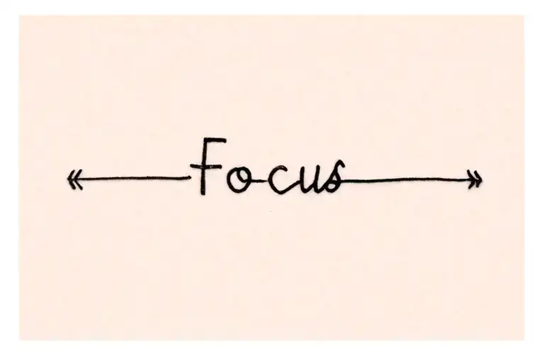 Make me a wrist tattoo with just text. The text or word is “Focus”. Focus should be written horizontally in a simple way tattoo design idea