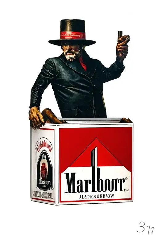 marlboro packed opened with lucky tattoo design idea