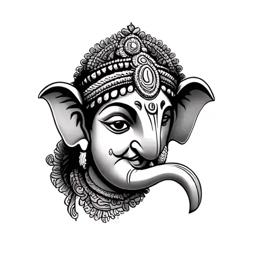 A tattoo with Swami Samartha, Vitthal Tila and Ganpati Bappa Face tattoo design idea