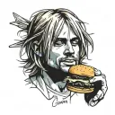 kurt cobain eat burger tattoo design idea
