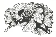five faces on back tattoo design idea