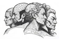 five faces on back tattoo design idea