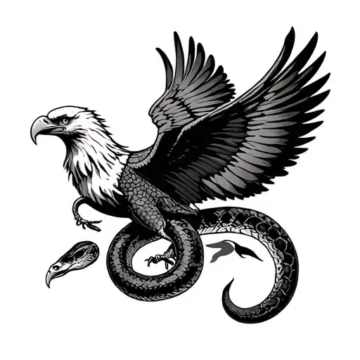 Mexican eagle ripping apart a snake tattoo design idea