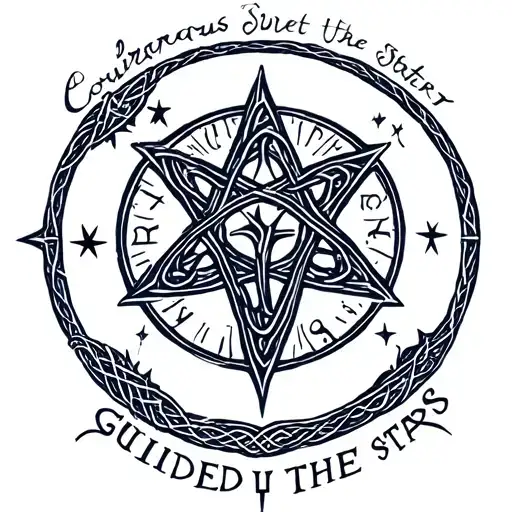 Courageous sweet lighter guided by the stars Celtic Futhark Wicca tattoo design idea