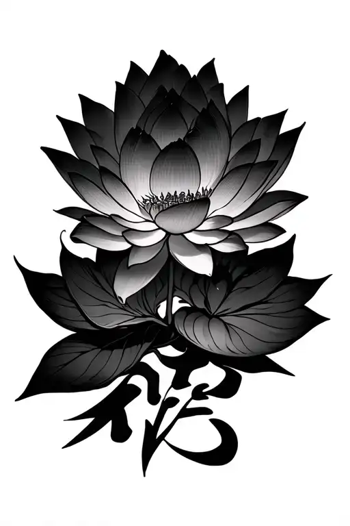 lotus flower blooming gaara love kanji smoke tattoo design idea