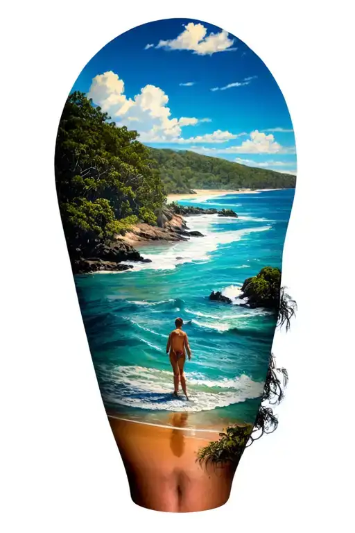 thin blue lone australia travel tatto leg tattoo design idea