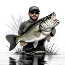 bass fishing outdoor seen his reflection tattoo design idea