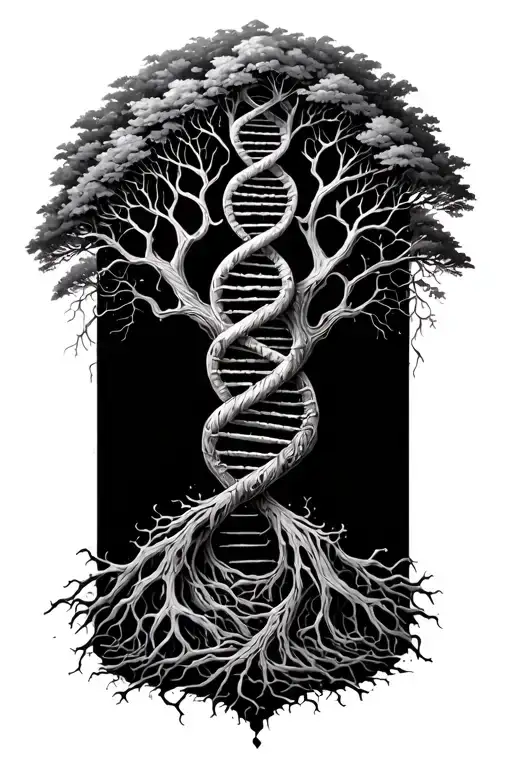 Yggdrasil tree dna double helix tattoo design idea