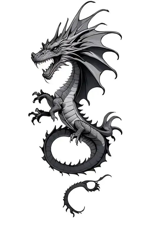 dragon flying tattoo design idea