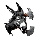 donkey firefighter axe tattoo design idea