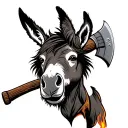 donkey firefighter axe tattoo design idea