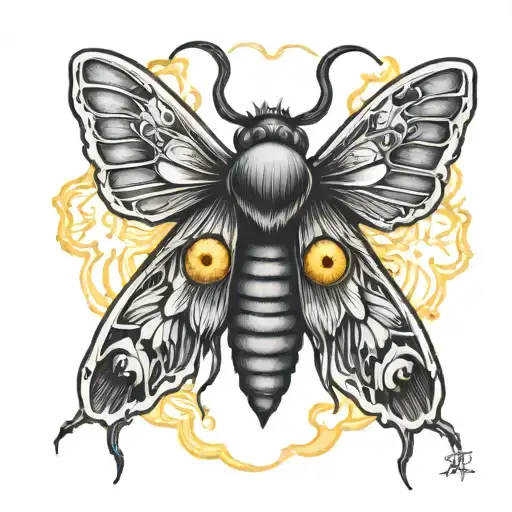 death moth glowing eyes tattoo design idea