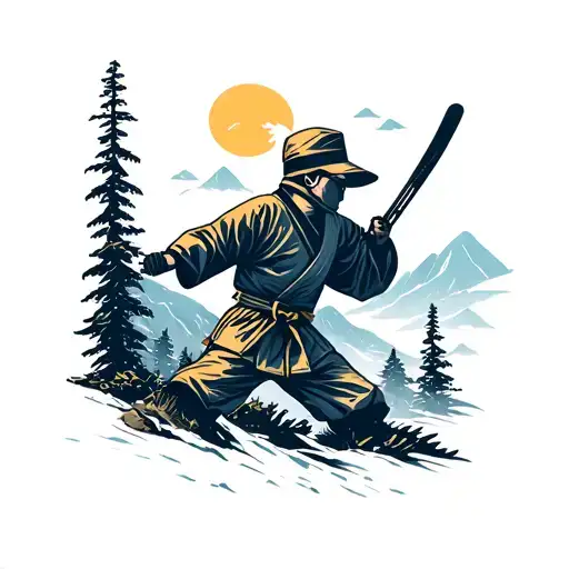 travel and taekwondo hiking theme for boy tattoo design idea