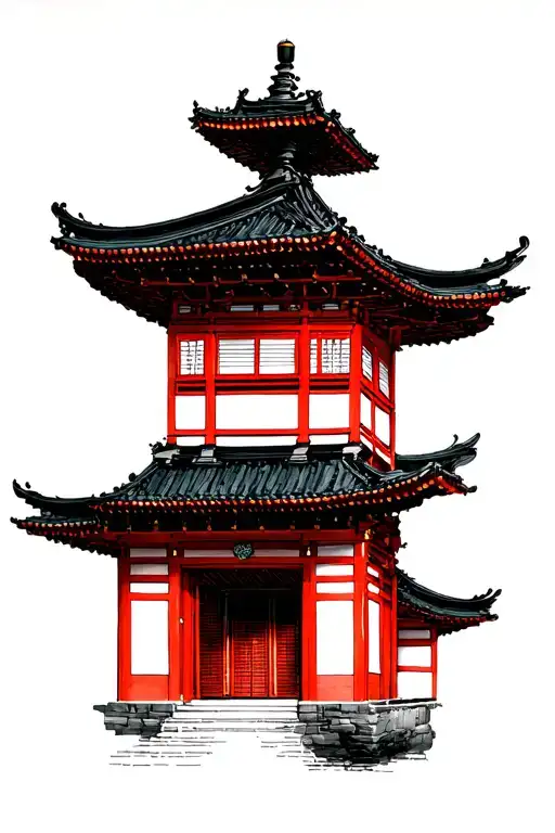Japanese architecture tattoo design idea