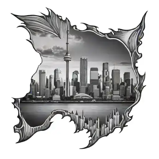 something about Toronto skyline in the background tattoo design idea
