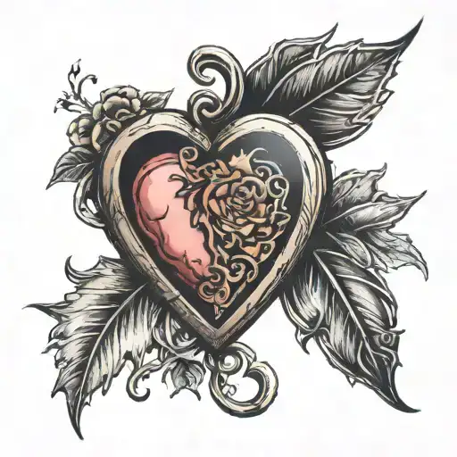 things fall apart and time breaks your heart shaped locket tattoo design idea