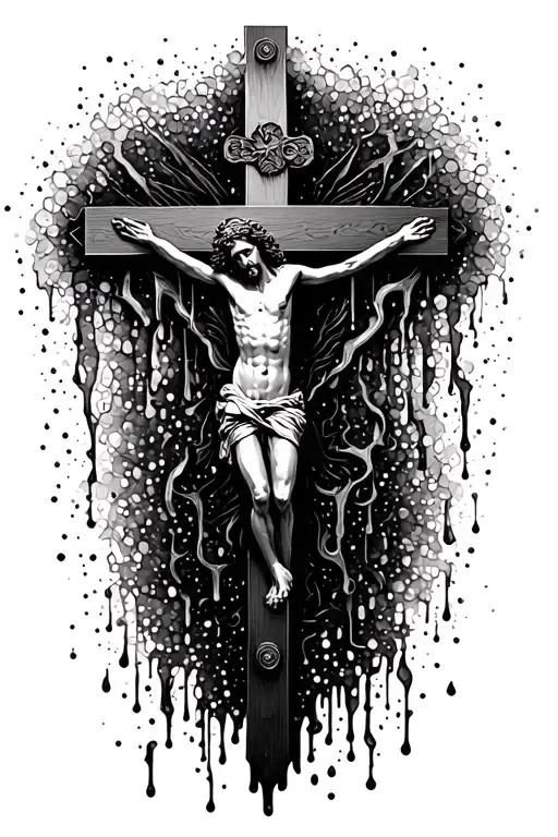 melting Crucifix tattoo design idea