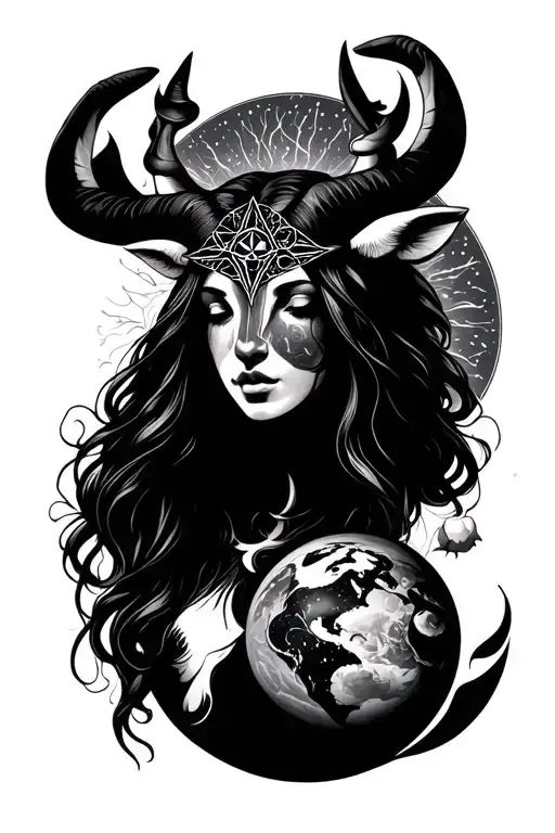 Wicca feminine Taurus earth sun Venus tattoo design idea