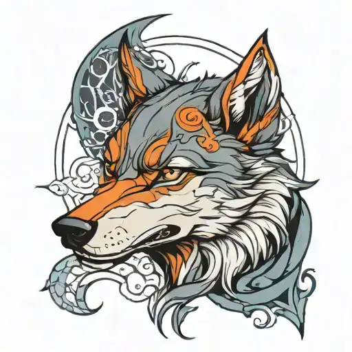 Wolf Anime tattoo design idea