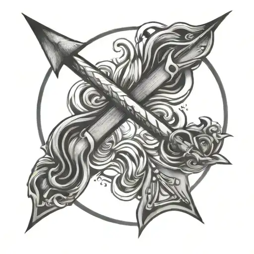 sagitarius arrow with word invincible  tattoo design idea