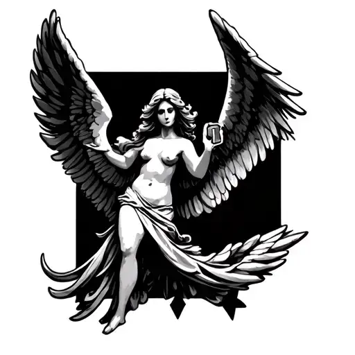 freedom, cross, angel wings, dainty  tattoo design idea