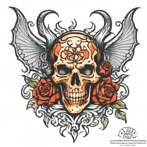 Satanic tattoo for chest with vines going up to the shoulders tattoo design idea