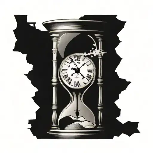 clock with cracks and hourglass tattoo tattoo design idea