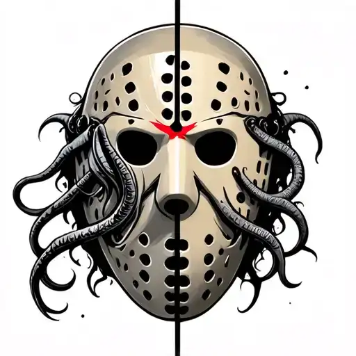 cthulhu jason voorhees mask split tattoo design idea