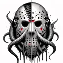 cthulhu jason voorhees mask split tattoo design idea