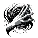 The Independent FlowDesign Concept:A side rib tattoo or arm wrap of fine-line flowing elements:Open hand reaching up tattoo design idea