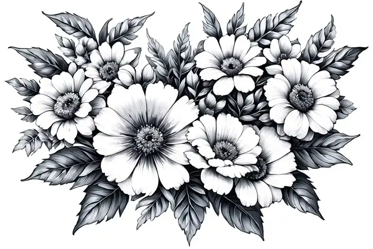 March, May, October birth flowers, La Belle signature tattoo design idea