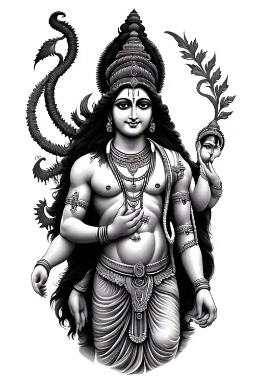 lord Shiva and krishna with meaning design  tattoo design idea