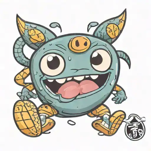 cartoon bean wearing a diaper tattoo design idea