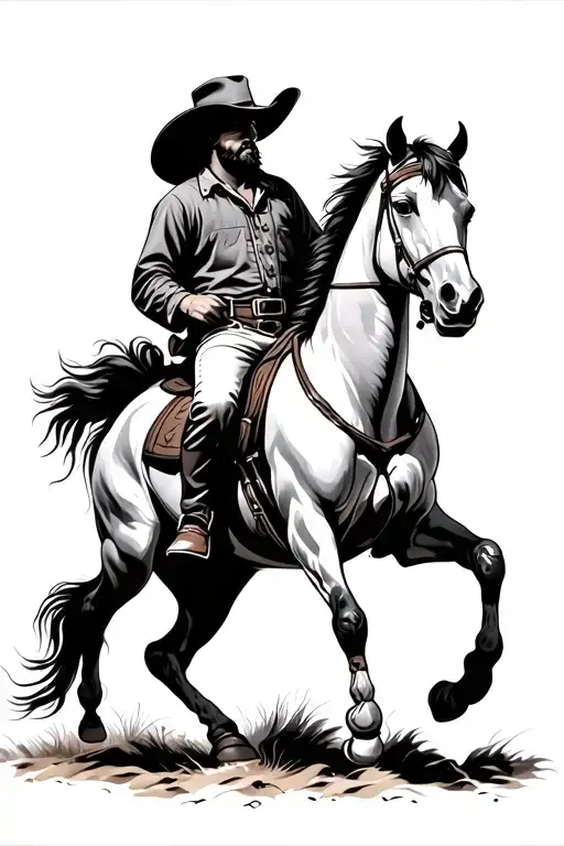 Mexican cowboy riding a horse tattoo design idea