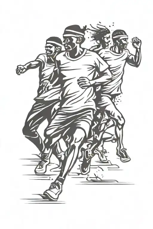 gangs running silhouette tattoo design idea