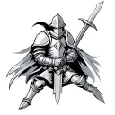 grey knight holding a sword tattoo design idea